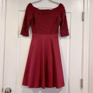 Women’s Red Off the Shoulder A-Line Dress, S